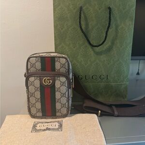 Gucci Brown and Green Crossbody Bag